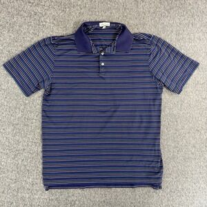 Peter Millar Augustine Polo Multi Stripe Knit Cotton Blue Mens Large